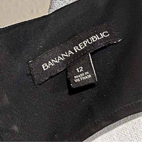 Banana Republic Black Gray Rugby Striped Asymmetric Shift Dress Size 12 - Picture 10 of 13